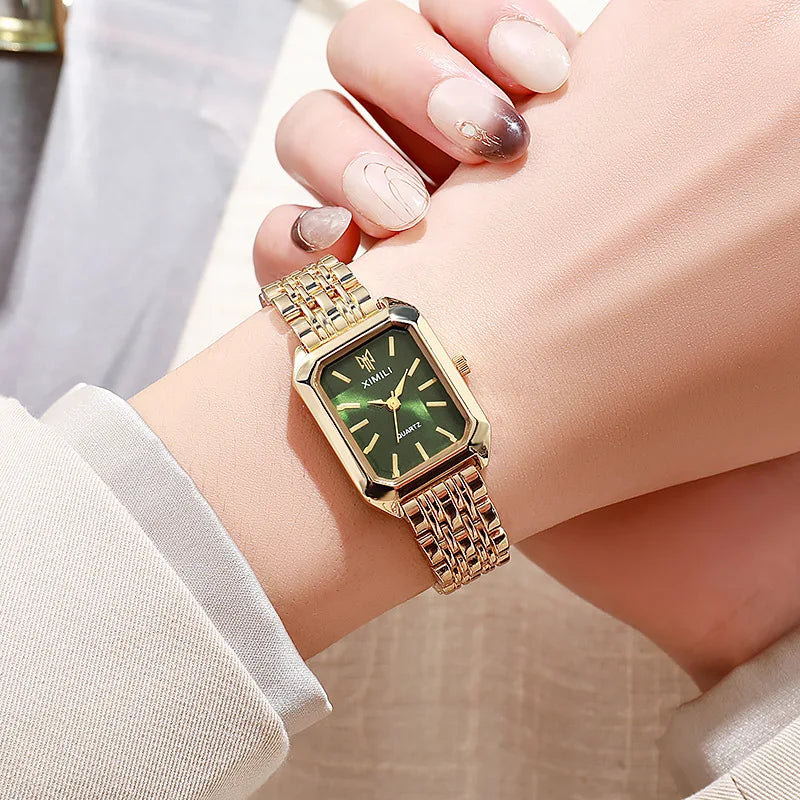Women's Square Gold-Plated Quartz Watch – Luxury Business Dress Watch