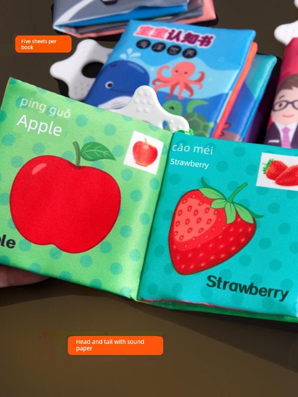 Baby Cloth Book Early Education Baby Tear-Proof Biteable Three-Dimensional Shredded Book 6 Months Cognitive Puzzle Sound Toy