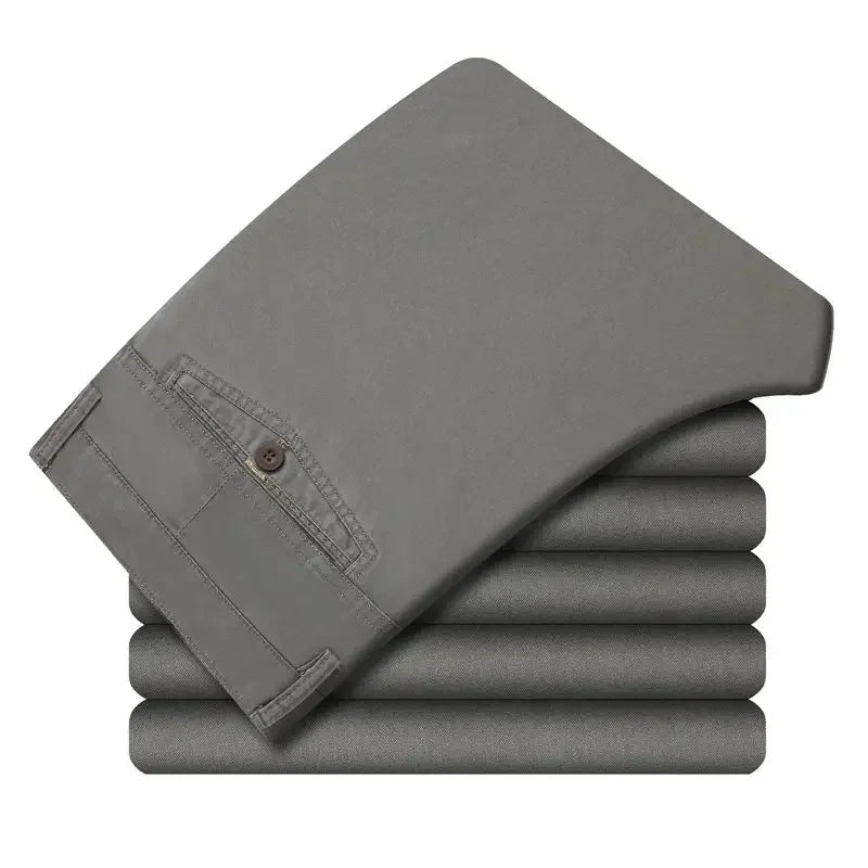100% Cotton Summer Thin Suit Men's Casual Pants Thick Classic Stretch Trousers