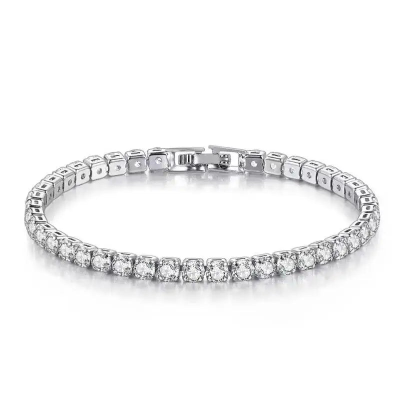18k Gold Plated Moissanite Tennis Bracelet for Women and Men 3/4/5mm S925 Sterling Silver Certified