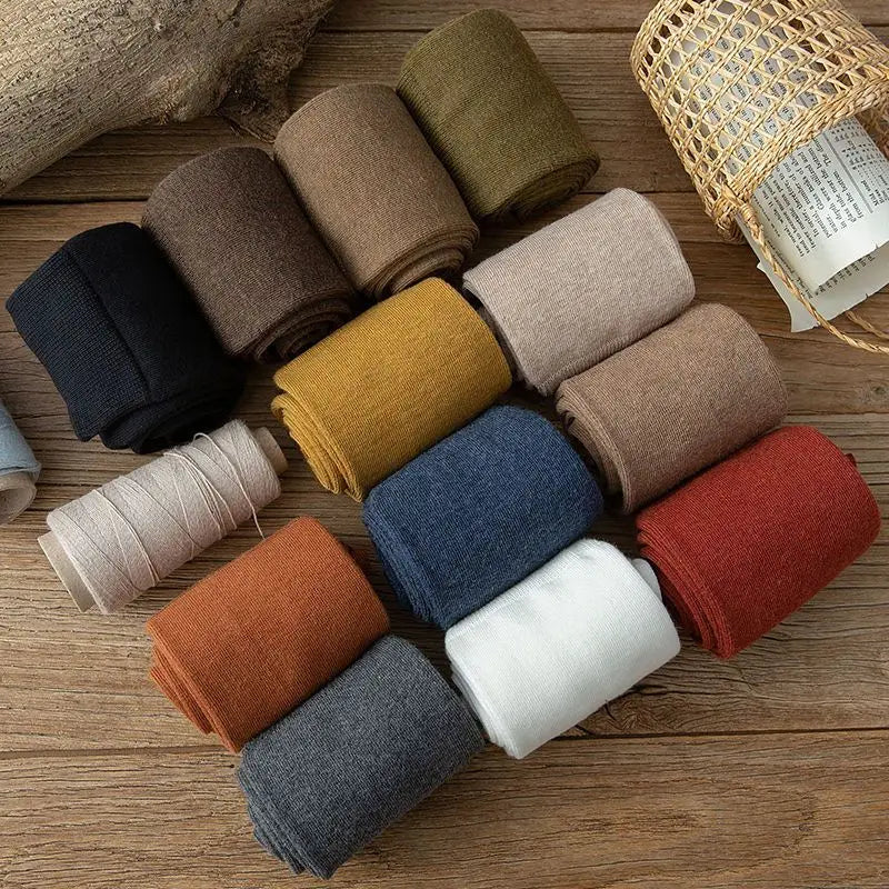 Women Organic Cotton Solid Warm Socks Thigh High Knee