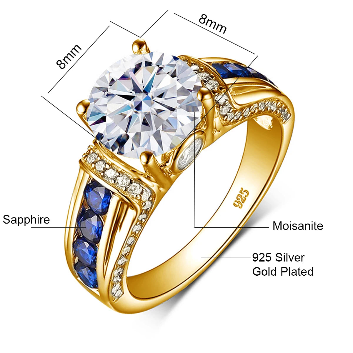Szjinao 2ct Round Cut Moissanite Rose gold Ring For Women With Ceritificate Wedding Jewelry Delicate Gift Positive Authentic Hot