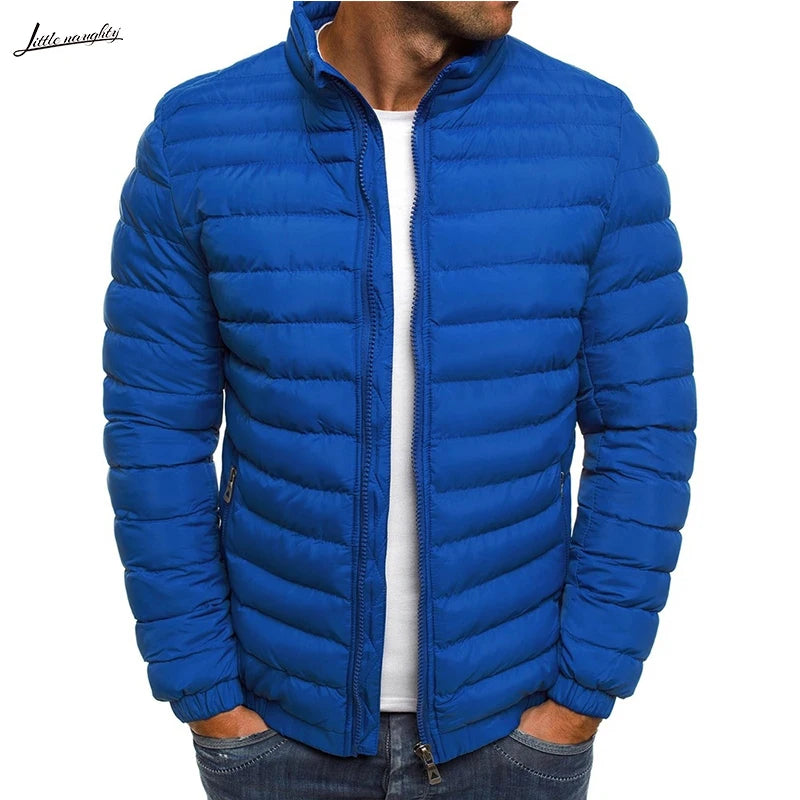 Men's Parkas Solid Hooded Cotton Coat Jacket Warm Autumn Winter