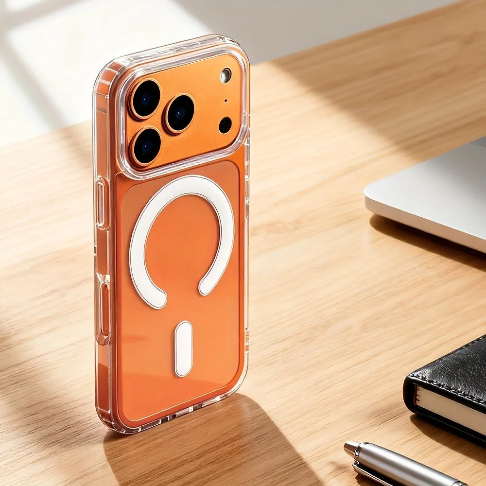 Original Magnetic Transparent Phone Case For iPhone 17 16 15 14 13 Pro Max 16Pro 17Pro For Magsafe Shockproof Clear Back Cover