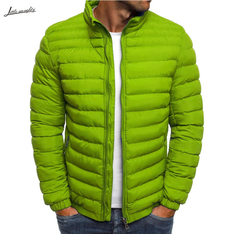 Men's Parkas Solid Hooded Cotton Coat Jacket Warm Autumn Winter