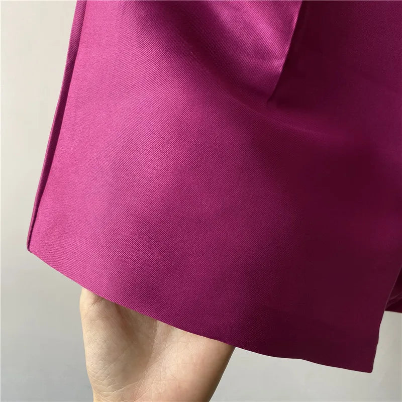 Summer Casual Suit Shorts Wide Legs Silk Satin