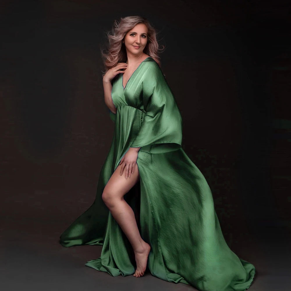 Elegant Soft Satin Maternity Photography Gown
