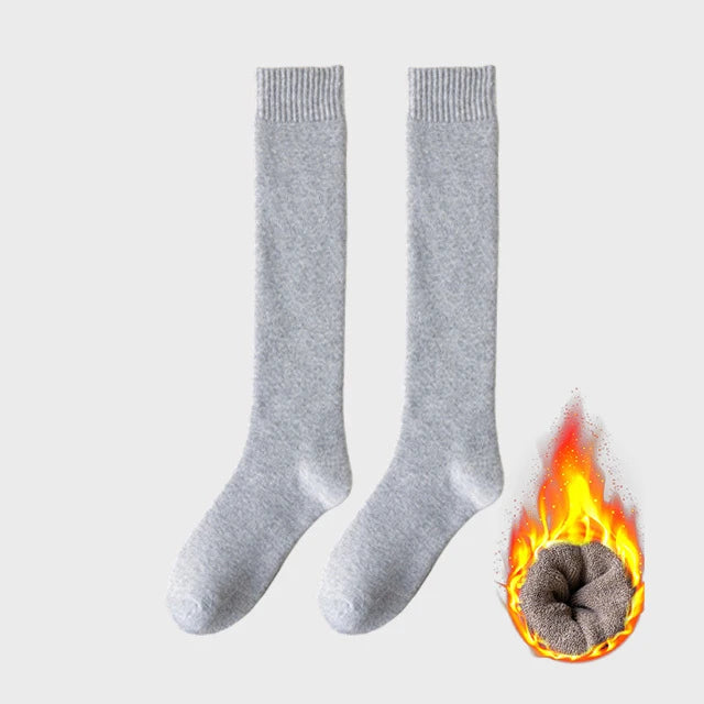 Women's Winter Warm Long Stockings Thick Thermal Cotton Terry Solid Breathable Knee High Socks