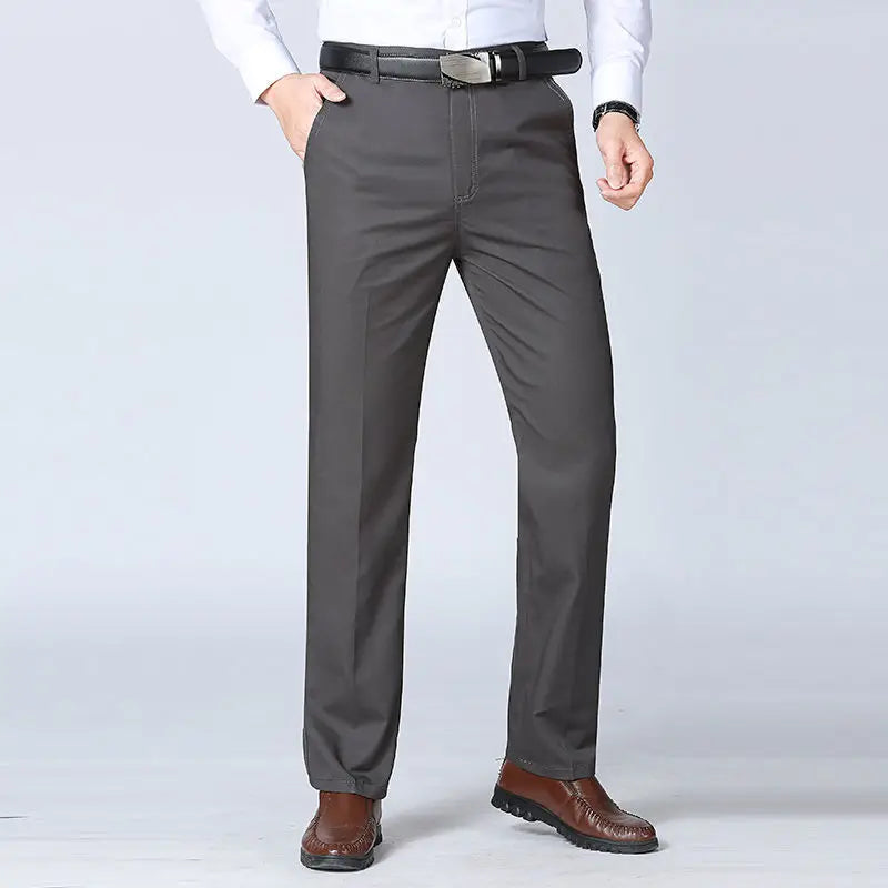 Summer Autumn Thick 100% Cotton Straight Leg Men's Pants