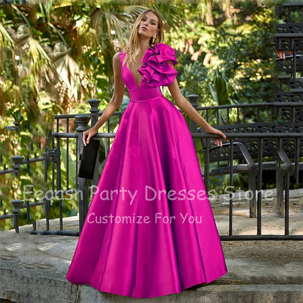 Women Satin Party Long Formal Prom Evening Dress A Line