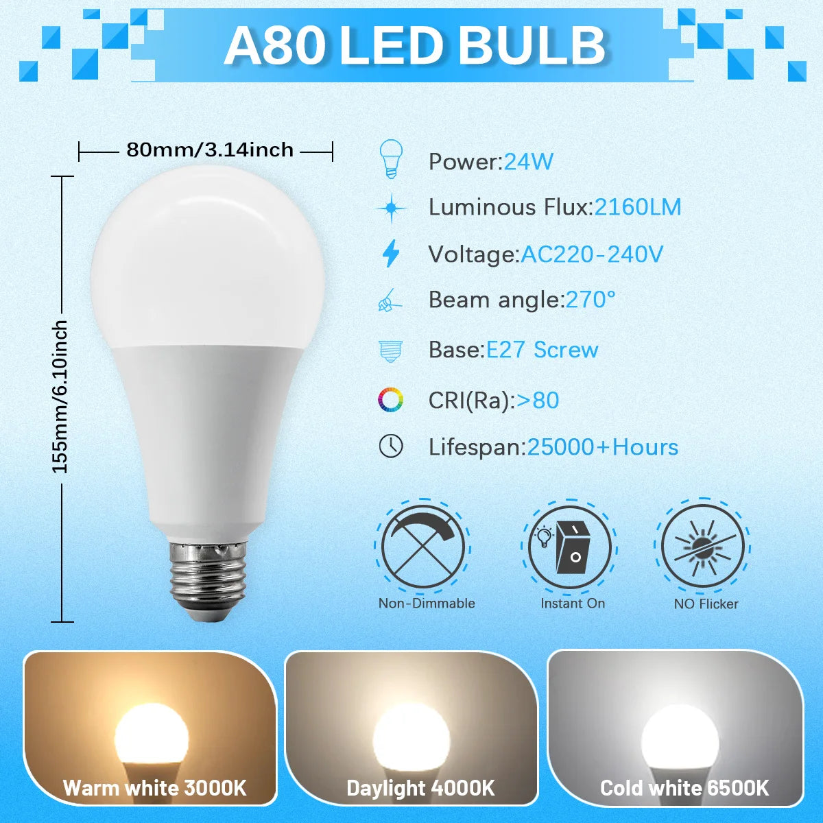 50PCS E27 LED Bulb Lamps 3W 8W 9W 12W 15W 18W 24W AC 220V 240V Cool Lighting Lampada Light Bulbs Foyer Home Indoor LED Bombilla