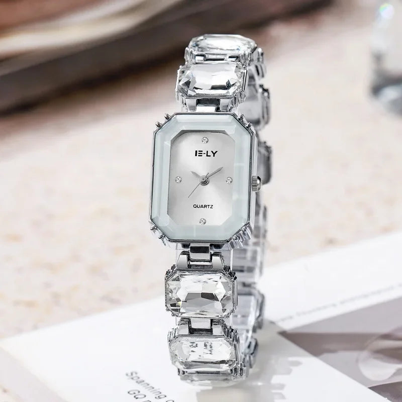 Women Watch Big Diamond Bracelet Strap Quartz