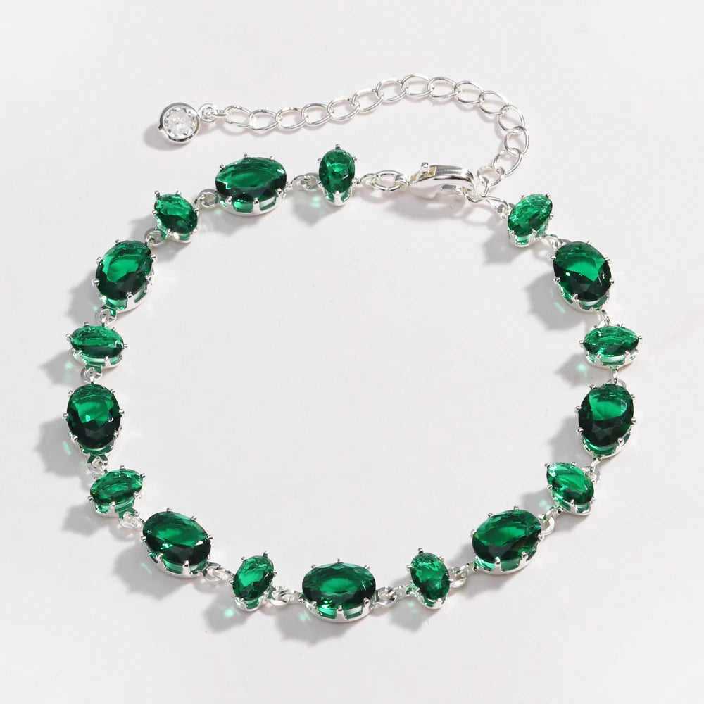 Mix Style Green Micro-inlaid Zircon Tennis Bracelet for Women 2025 New Men Bracelet Homme Jewelry Accessories Wholesale