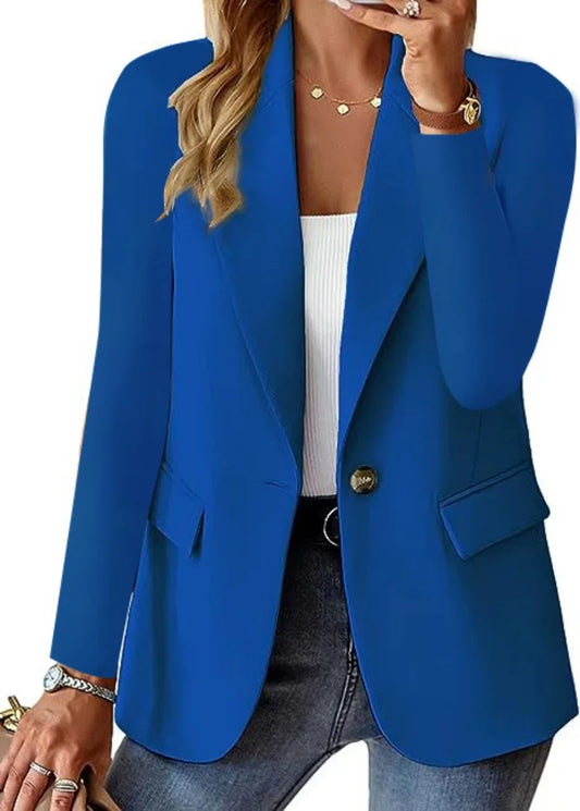 Women's Solid Button Suit Coat Lapel Long Sleeve Casual Coat/Jacket Oversized Work Office