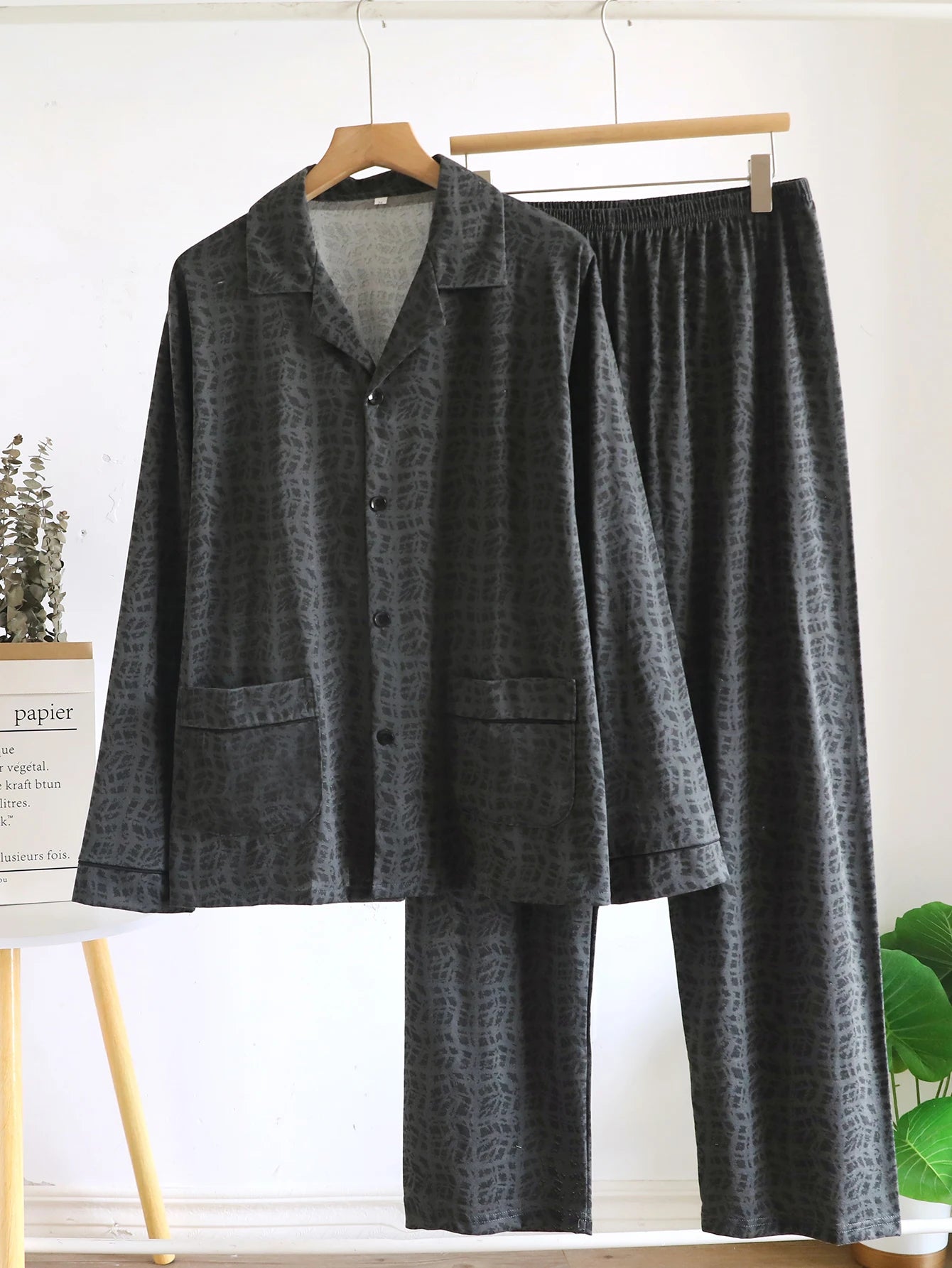 Casual Pajamas for Men, Autumn and Winter Long-Sleeved Set Loungewear