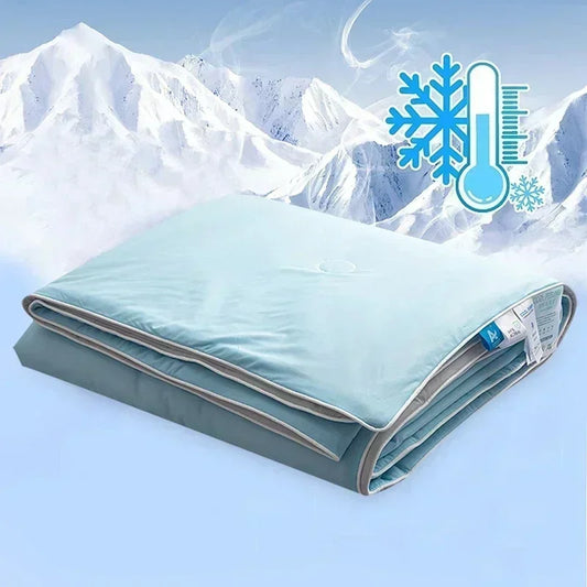 Bed Silky Air Condition Comforter Lightweight Cooled Summer Quilt with Double Side Cold & Cooling Fabric