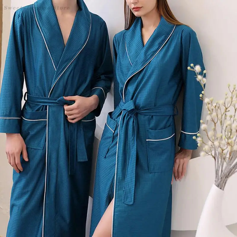 Hotel Couple Bathrobe Long Sleeved Robe Kimono Sleepwear Pajama Large Size