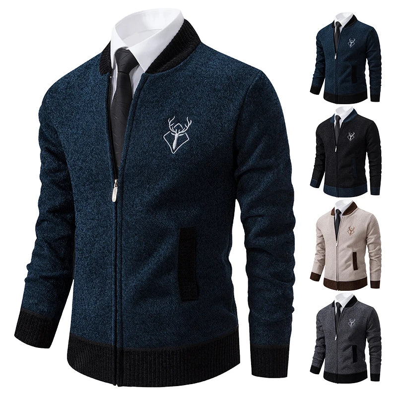Men's winter warm padded knitted cardigan sweater