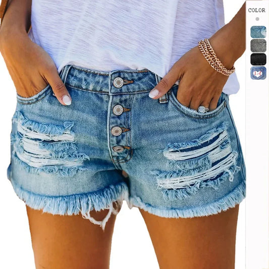 Ripped Vintage Denim Women Jeans Shorts