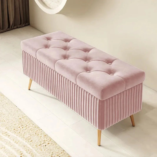 Luxury Nordic Fabric Ottomans long Sofa Bench with Storage