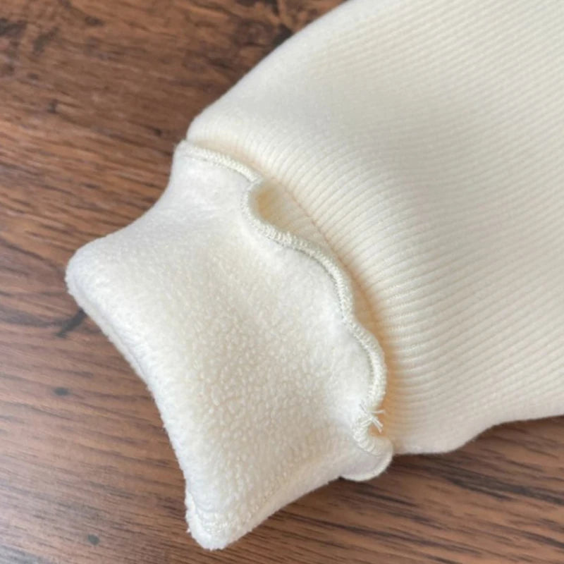 Girls Winter Warm Sweater with Puff Sleeve Flower Embroidery