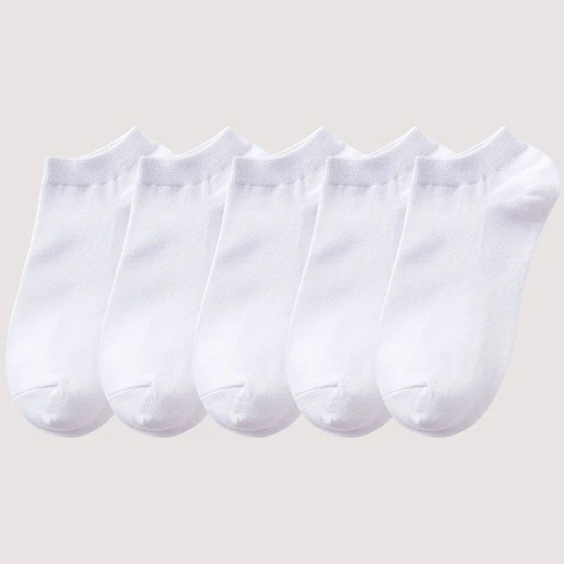 10/5pcs Pairs Low Cut Ankle Breathable Men/Women Socks Solid Color Black White Grey