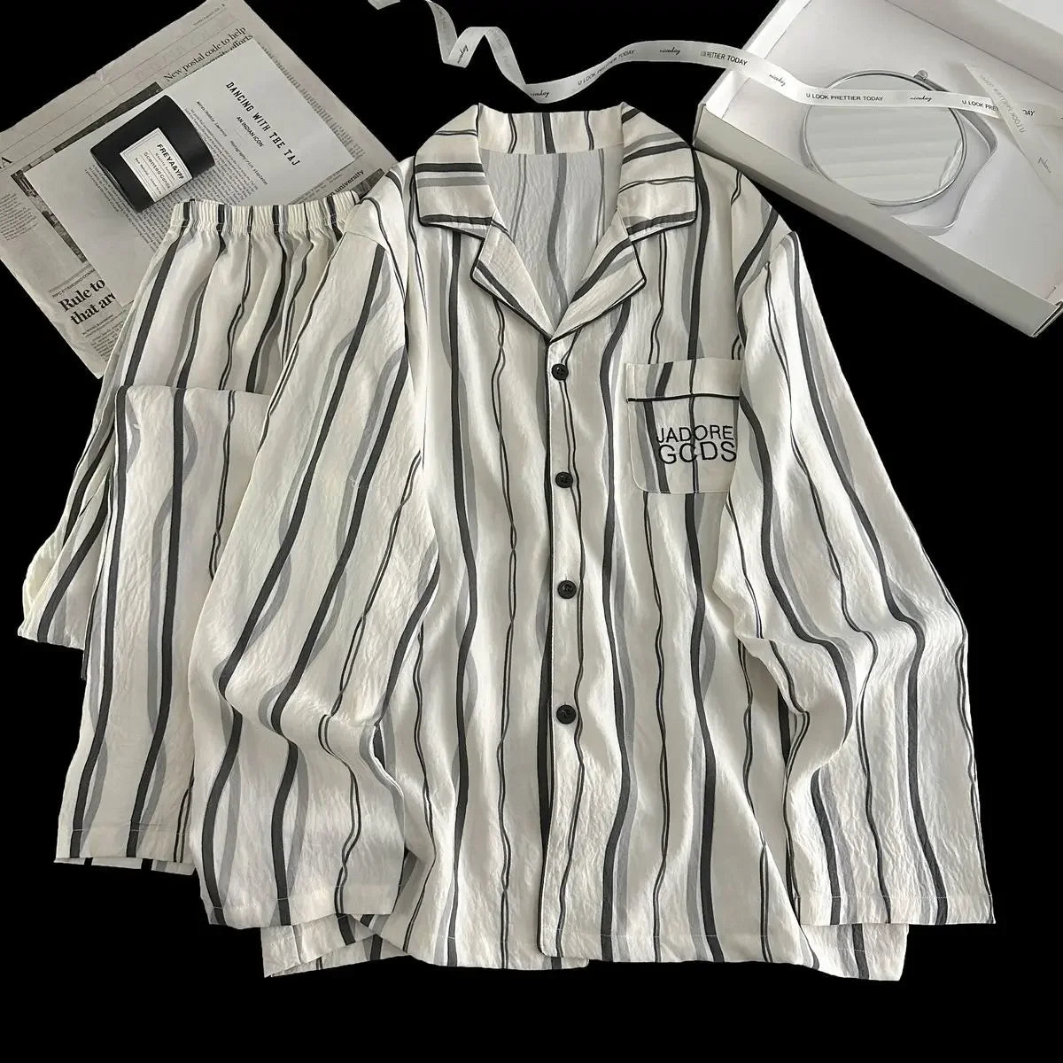 Men Spring Cloud Cotton Pajama Set Sleepwear
