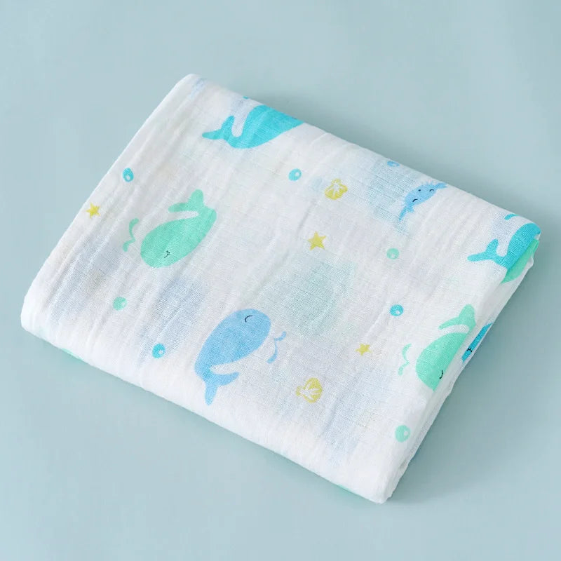 110cm Baby Swaddle Blanket Wrap Burping Clothes Dual Layers Muslin Blankets Boy Girl Organic Soft Cotton