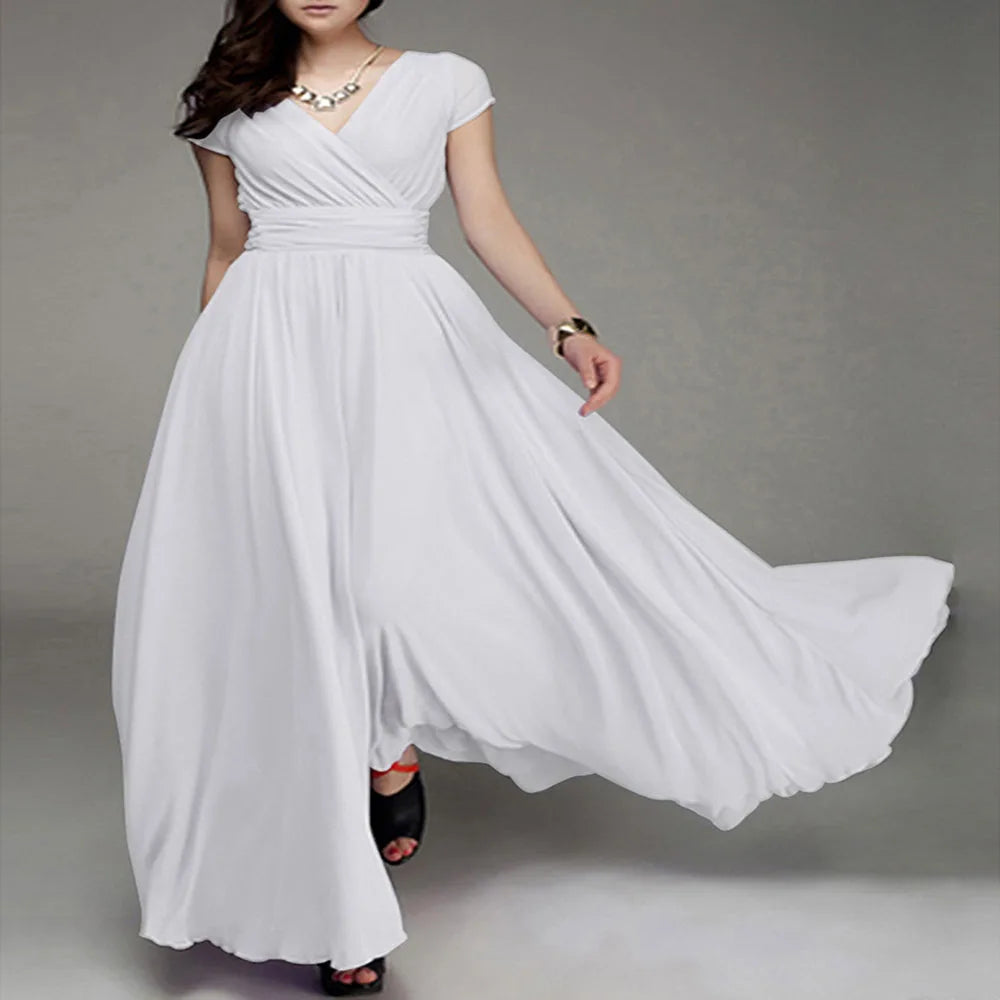 Women's Bohemian Maxi Long V-neck Sleeveless Dress
