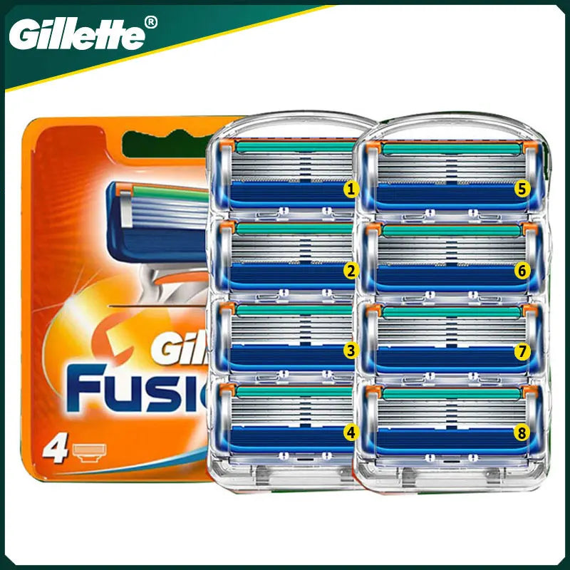 Gillette Fusion Razor for Men Face Hair Beard Shaving Machine Manual Safety Shaver Replacement Head Cassettes 5 Layer Blades