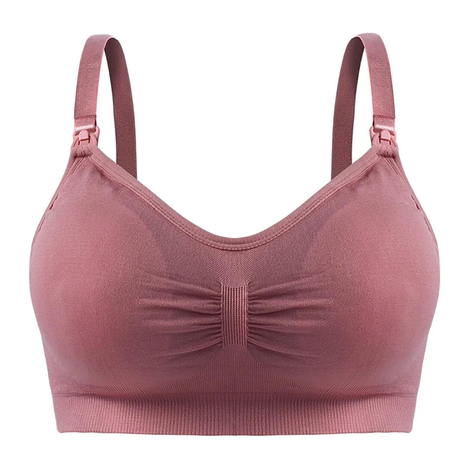 Breastfeeding Bra Upper Buckle Wirefree Seamless Postpartum Removable Chest Pad