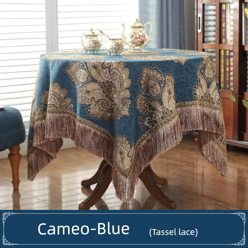 Northern European-Style Tablecloth Cotton and Linen with Tassel Lace