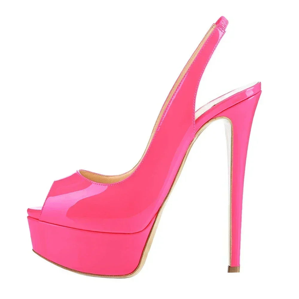 Women Sandals Stilettos 14CM Platform High Heels Sexy Pumps Open Toe