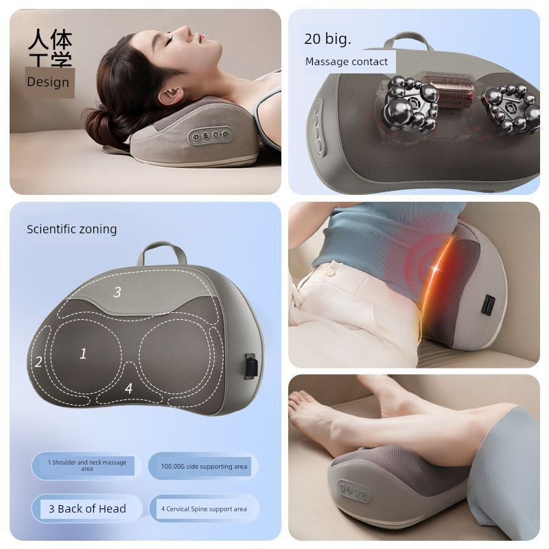 Cervical Spine Massage Instrument Waist and Back Massager Multifunctional For Shoulder and Neck Kneading Massage Pillow Cushion