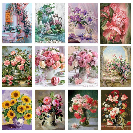 Pink Peony Flower Paintings Poster