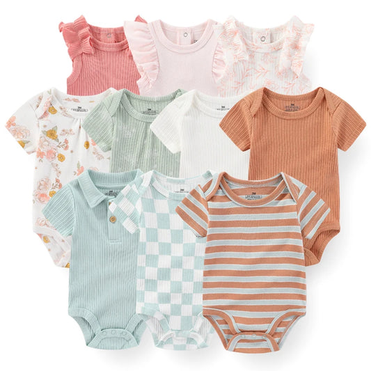 Newborn Print Cartoons Cotton Bodysuits 5Pieces Unisex