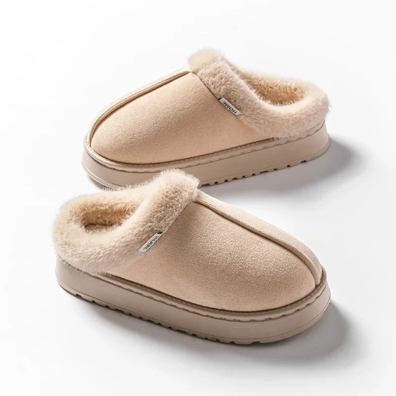 Women Fluffy Slippers for Autumn Winter Indoor EVA Thick Sole Anti-Slip Warm Unisex House Shoes