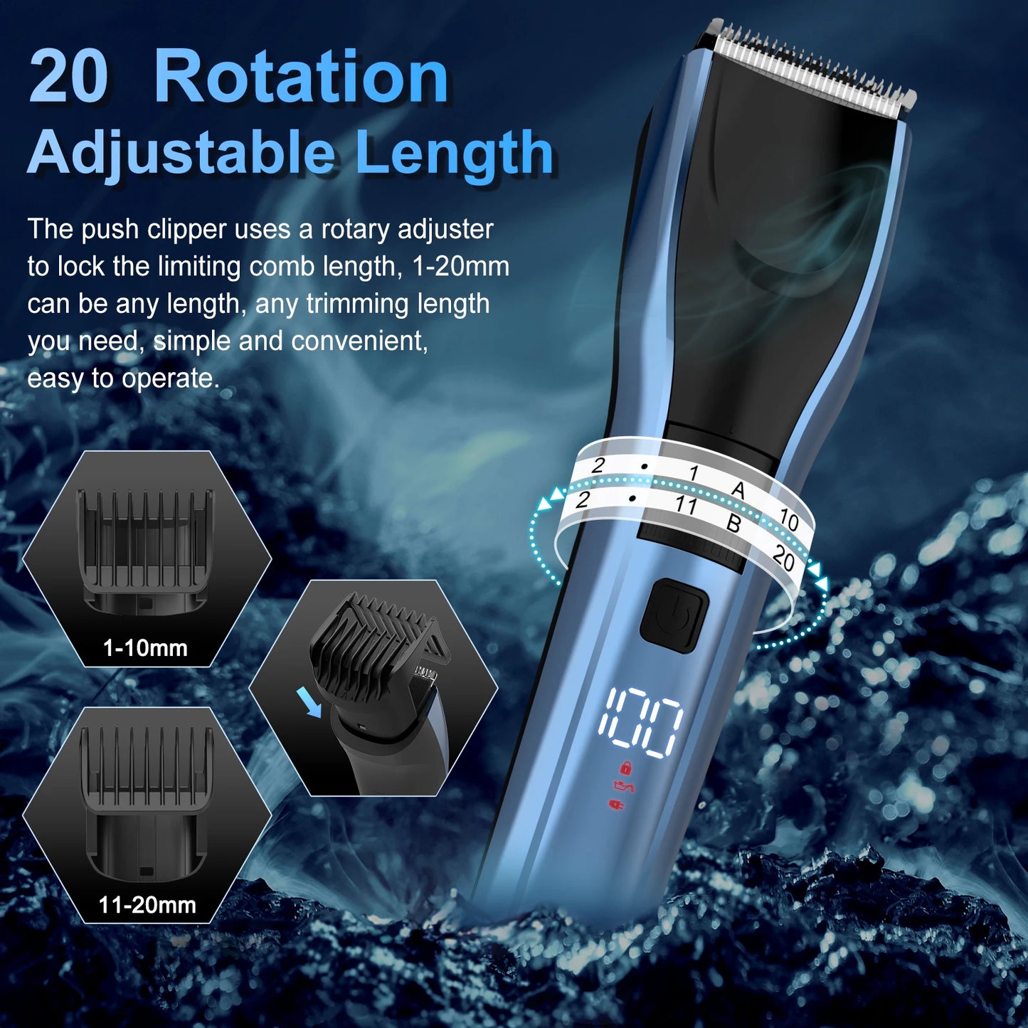 Unisex Hair Trimmer Electric rechargeable LED Display Hair Clipper Beard Shaving Body Trimmer Professional Barber