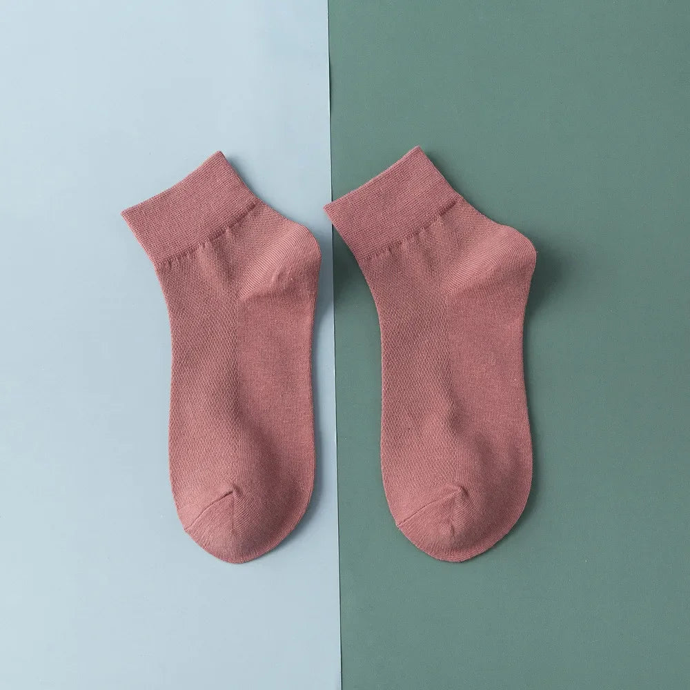 Cotton Breathable Solid Color Woman Summer Thin Socks