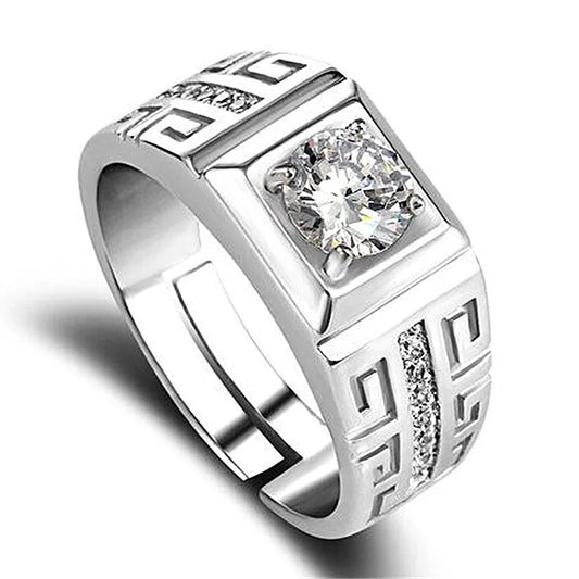 Charm 925 Sterling Silver Rings For men Shining crystal adjustable size engagement wedding high quality Jewelry