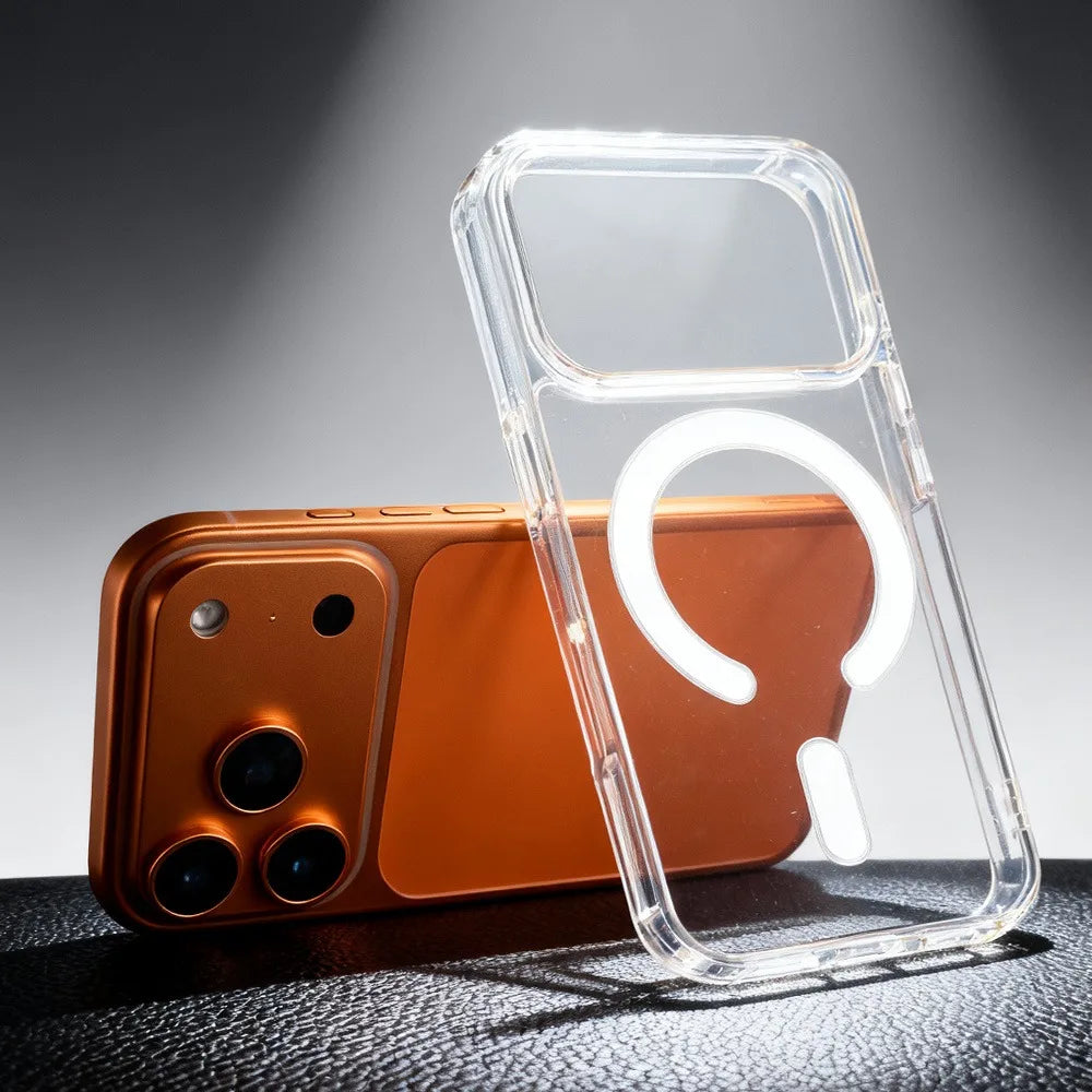 Original Magnetic Transparent Phone Case For iPhone 17 16 15 14 13 Pro Max 16Pro 17Pro For Magsafe Shockproof Clear Back Cover