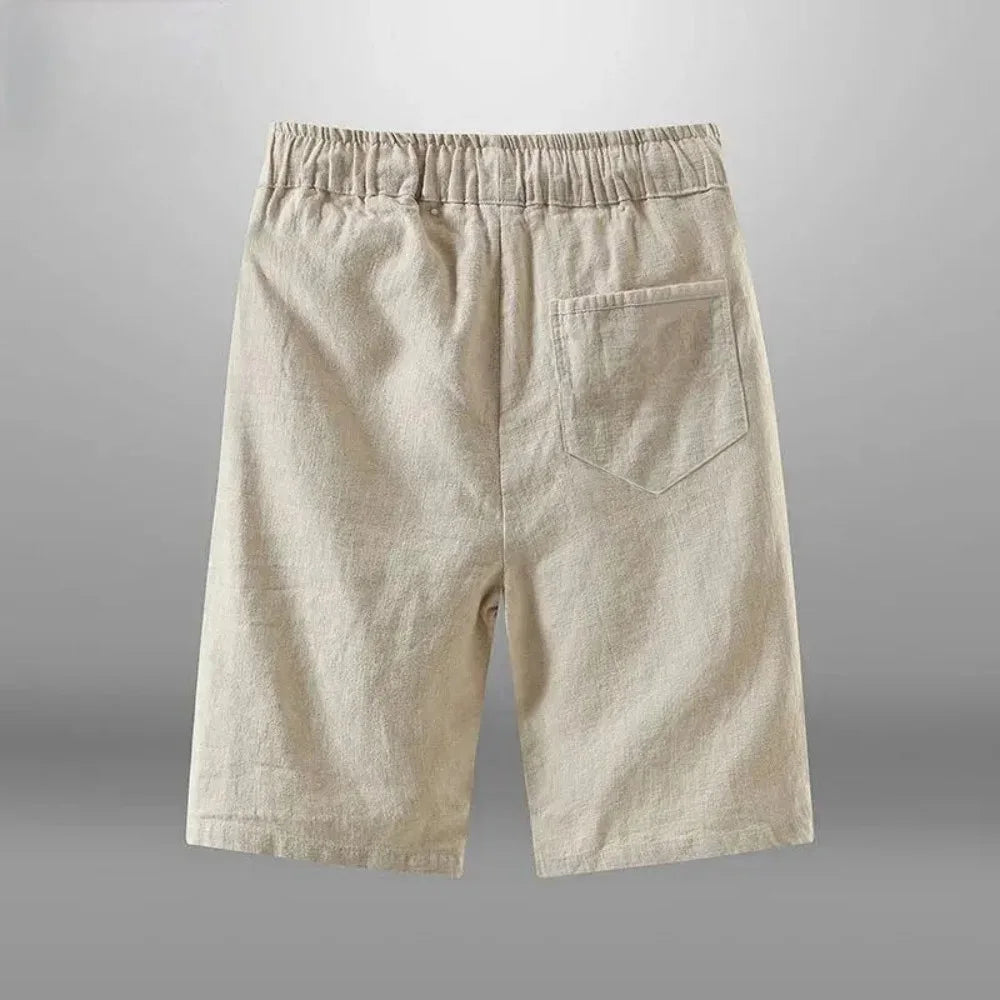Men Cotton Linen Casual Breathable Beach Shorts