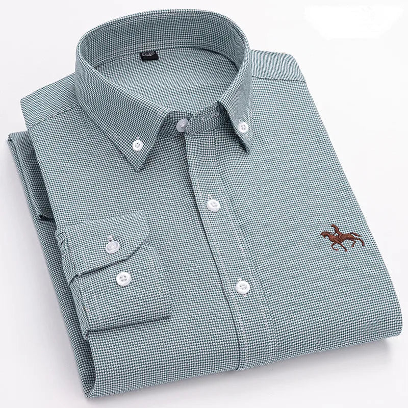Men's Oxford Dress Shirts 100% Cotton Spring Long Sleeve Casual Business Formal