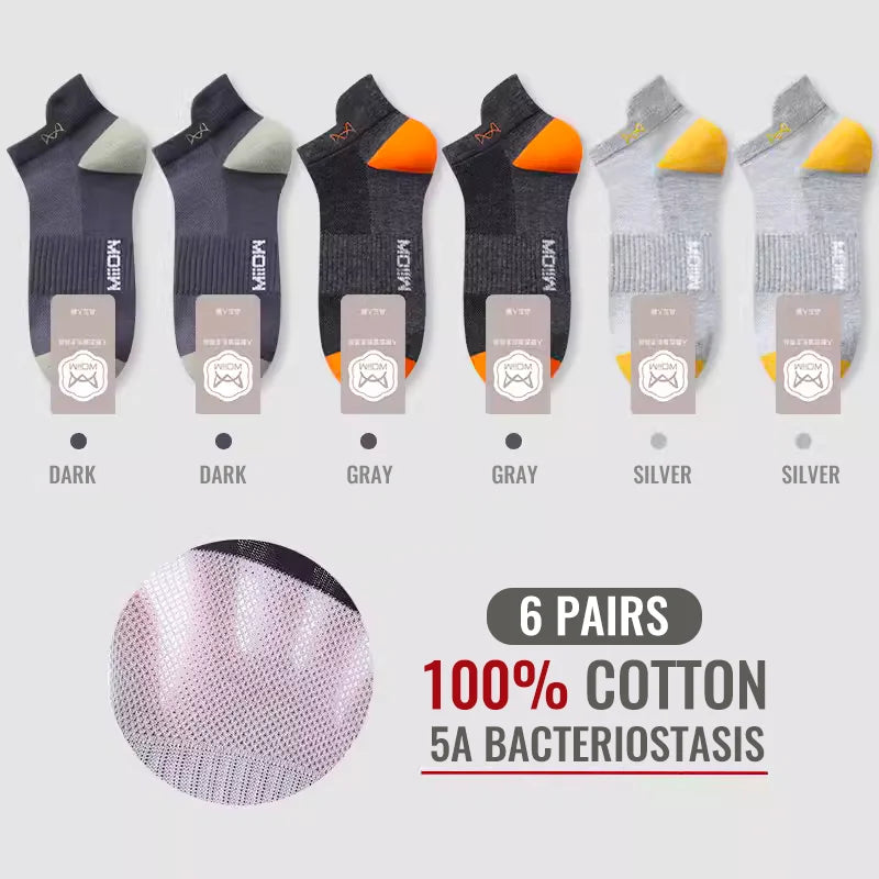 100% Pure Cotton Men Short Socks Set Lycra Band Ear-lifting Heel Protection Deodorant Antibacterial Sports Ankle Sock