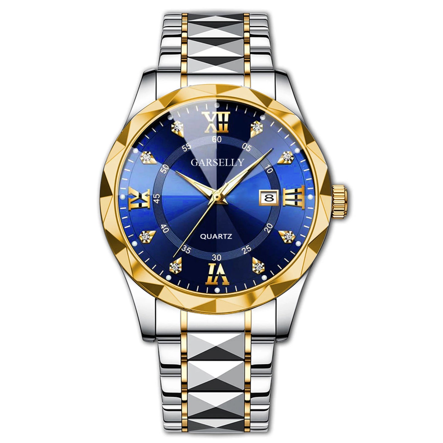 Luxury Men's Watches Date Week Stainless Steel Waterproof Luminous Classic Business Men Wristwatch