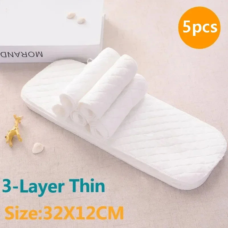 2/5pcs/10pcs Baby Reusable Diapers Washable Ecological Nappies Inserts Cotton Cloth Diapers for Children Breathable Absorbent