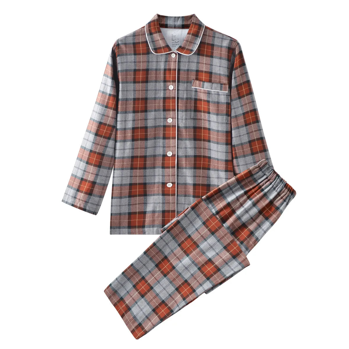 Cotton Flannel Plaid Men's & Women's High-quality Patterned Thick Pajamas for Autumn and Winter