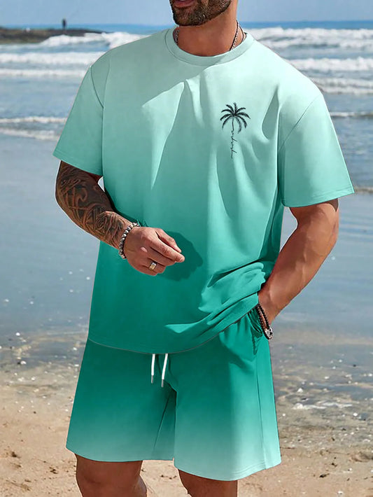 Soft and comfortable Beach Short Sleeved Shirt with Casual Short Set