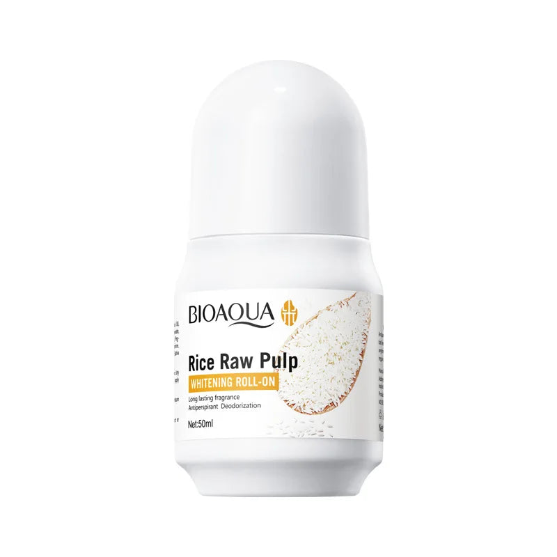 BIOAQUA White Rice Infused Roll-On Deodorant Whitening Formula Remove Sweat Odor Long Lasting Fragrance Underarm Treatment