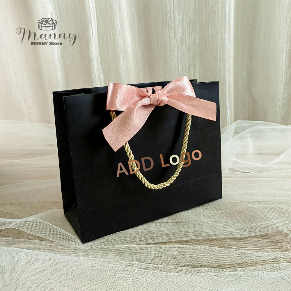 10 Pcs Custom Logo Gift Bag Packaging Box For Small Businesses Valentines Day Paper Bag Favors Boxes Wedding Birthday Flower